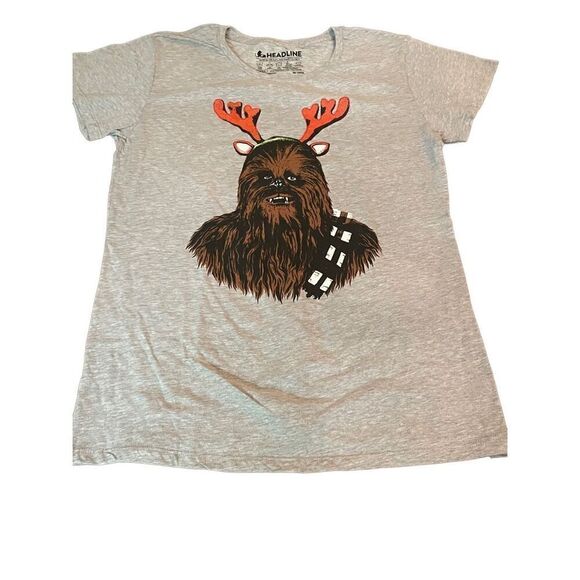 Chewbacca With Reindeer Ears Gray Headline T-Shirt Size XX-Large(measured more l - Picture 2 of 8